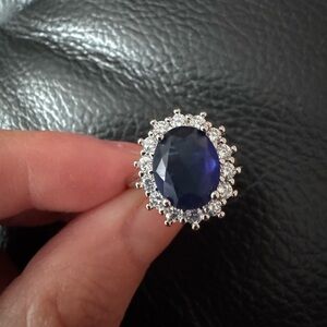 Royal Blue Halo Ring – Size 5